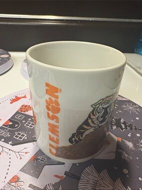 White and Orange Ceramic Accent Mug with Tiger Graphic